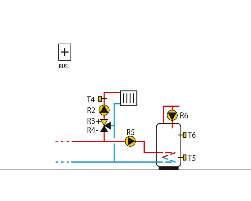 Extension scheme – mixing circuit,domestic hot water storage tank.