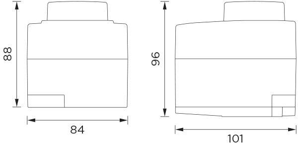 Dimensions for actuator AVC with button