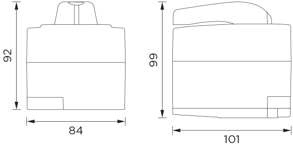 Dimensions for actuator AVC with lever