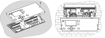 KXD installation in a cut-out on the boiler or wall mounting