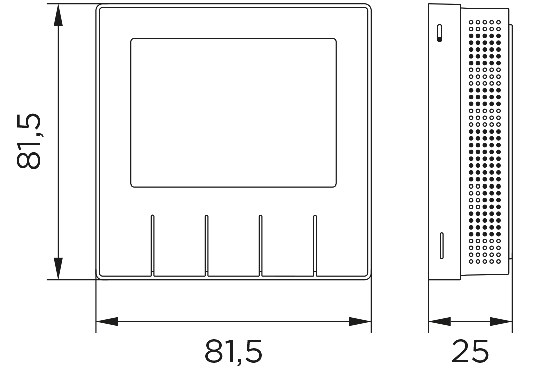 Abmessungen Raumeinheit RCD20 RCD40