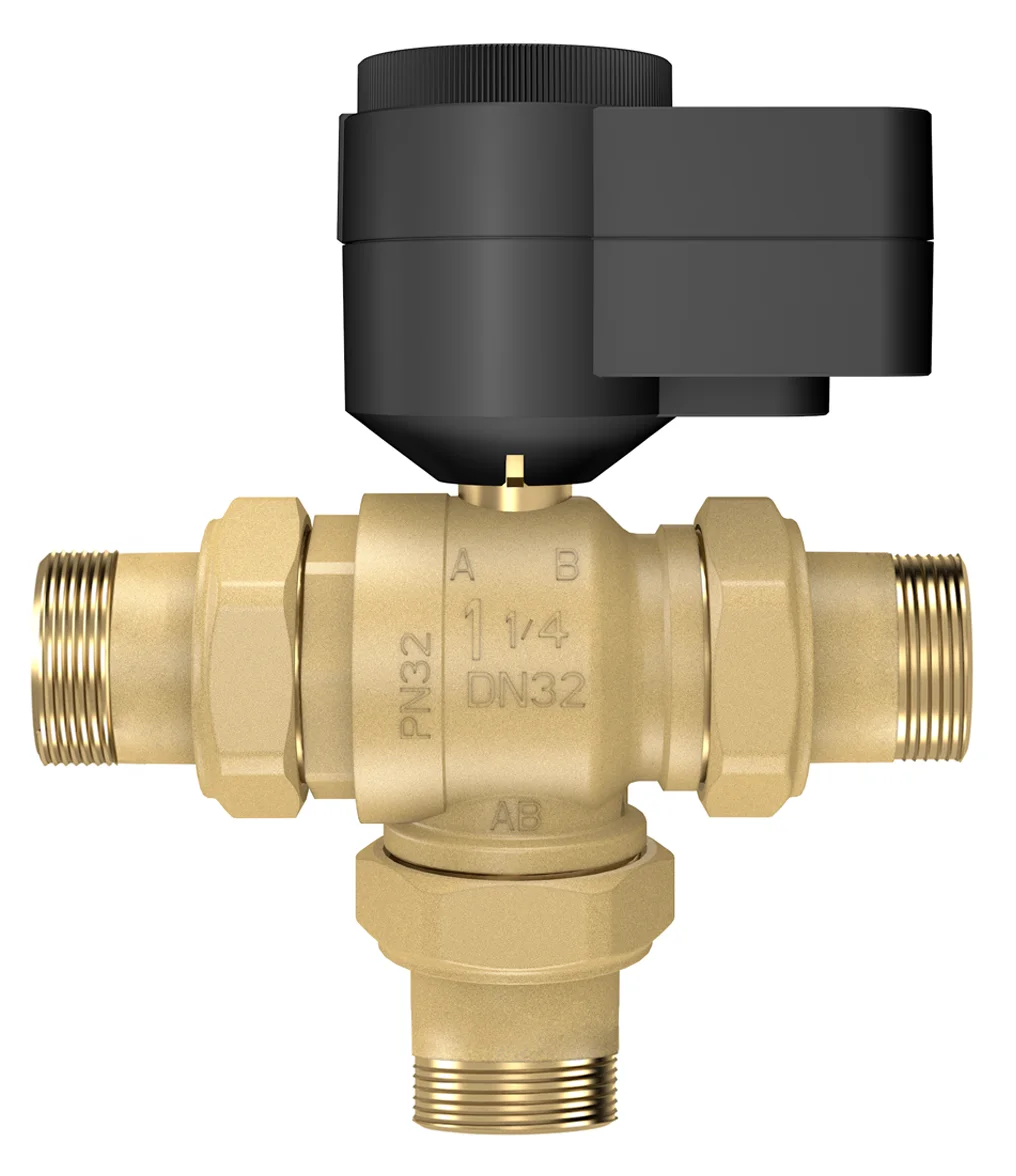 Stellmotor AQD mit vertikalem 3-Wege-Kugelventil BVQC5..L, AUSSENGEWINDE Mit adapter